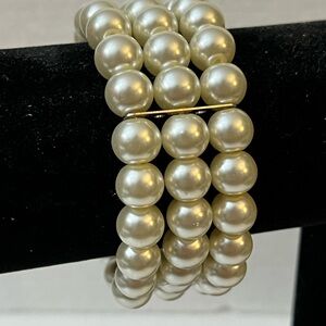 Unbranded Faux Pearl Beaded Bracelet 3 Tier